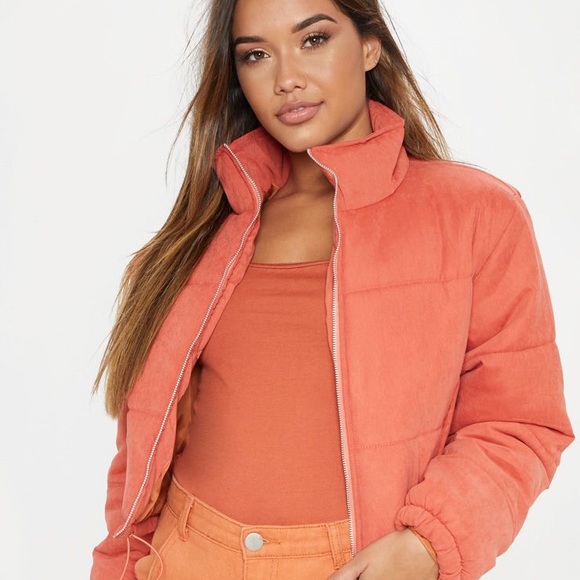 peach puffer jacket